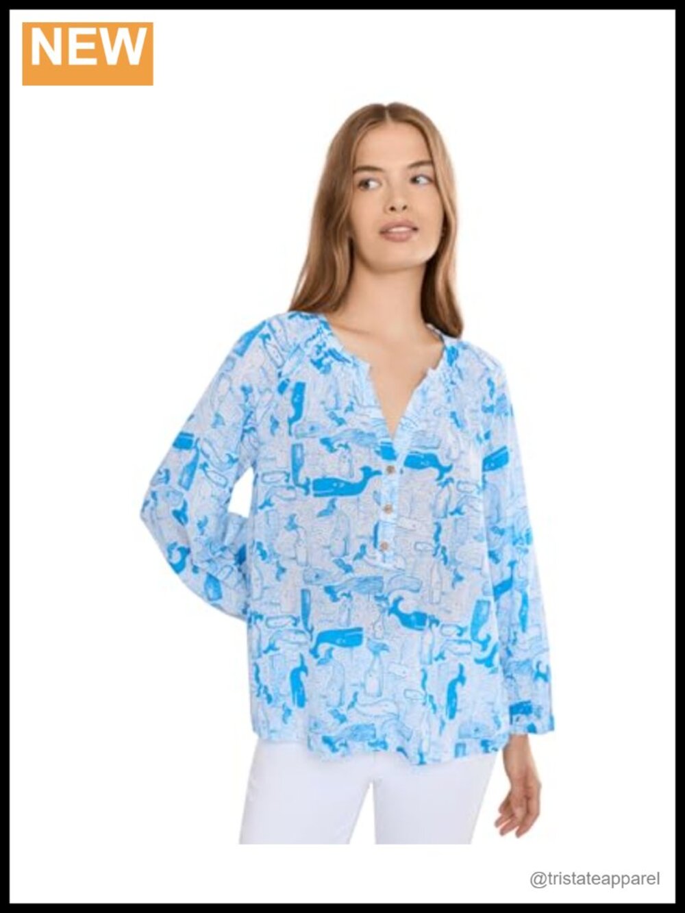 Women's Cotton Viscose Floral Blouse Notch Neck Long Sleeve